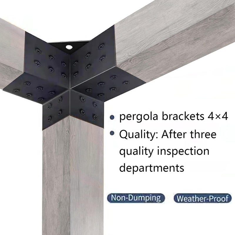 SSKFerier Pergola Brackets Kit 4x4 Woodworks DIY 3-Way Right Angle Corner Bracket for Extension Elevated Wood Stand, Pergola Corner Brackets 4x4 - Image 3